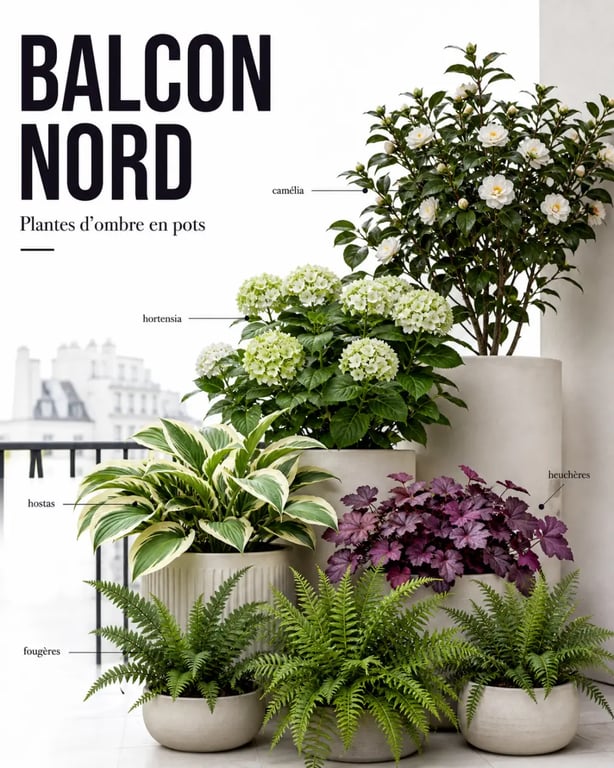Plante balcon nord : composition de feuillages et fleurs adaptées à un balcon ombragé