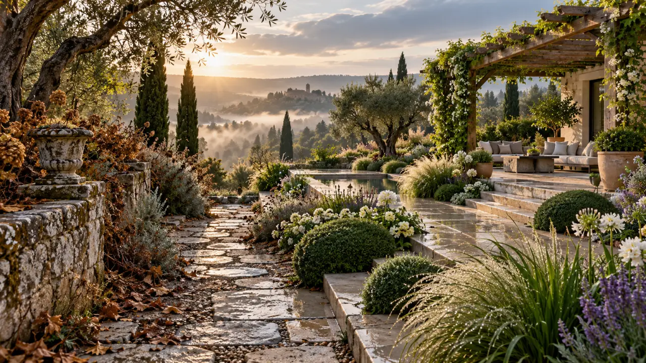 Jardin défraîchi transformé en espace paysager élégant et luxuriant