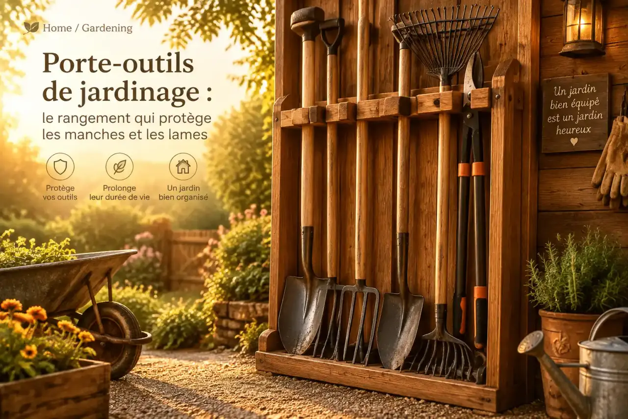 Porte-outils de jardinage : le rangement qui protège les manches et les lames