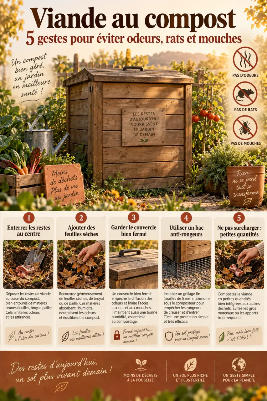 Viande au compost : 5 gestes pour éviter odeurs, rats et mouches