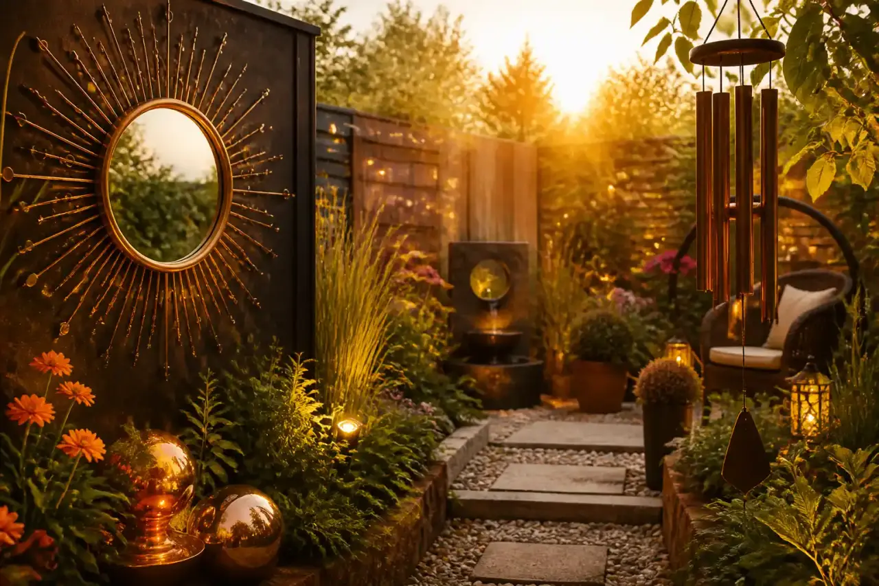 Décoration de jardin originale : miroirs, carillons et points focaux qui changent tout