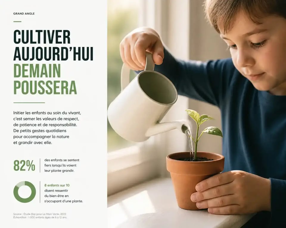 Enfant arrosant une pousse dans un pot de kit jardinage enfant