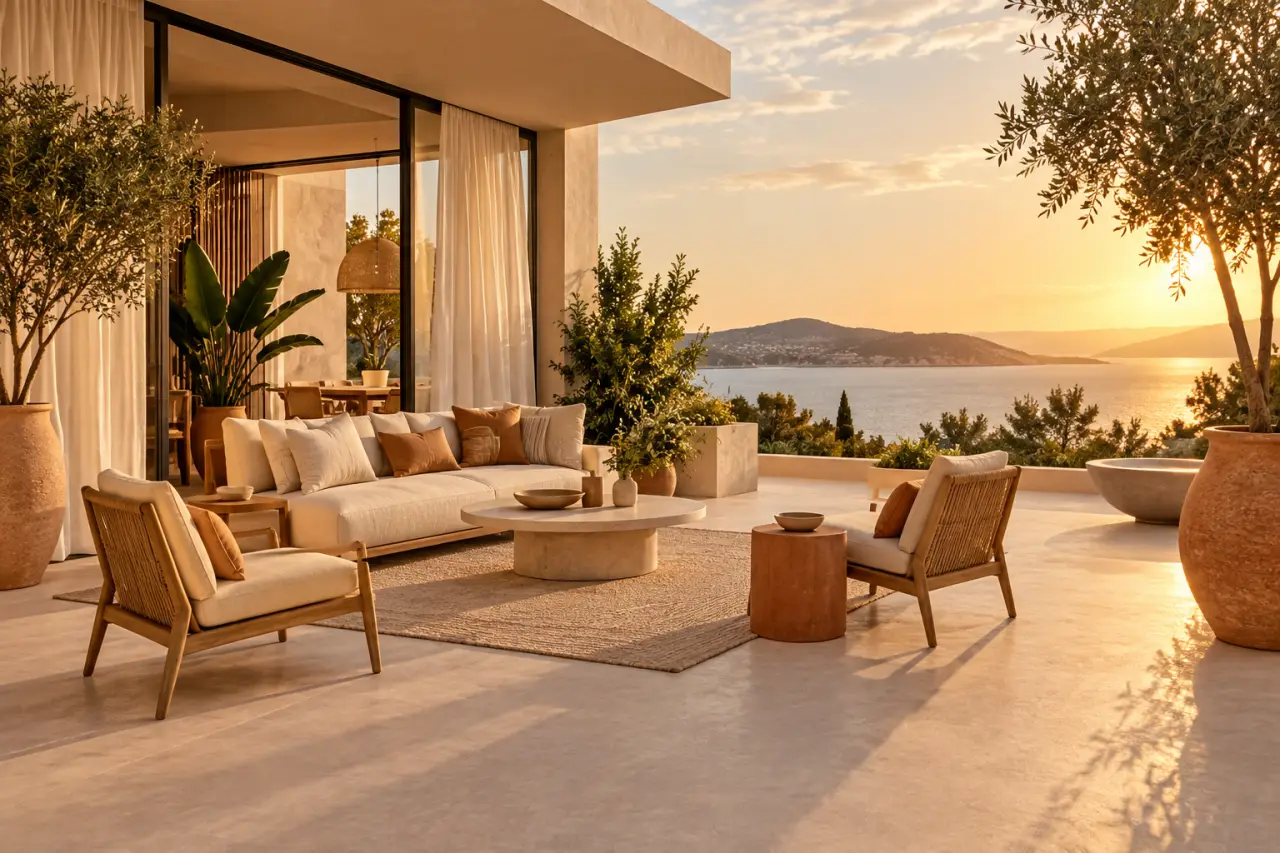 Décoration de terrasse extérieure moderne : créez un salon à ciel ouvert sans encombrer l’espace