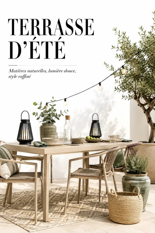 Idée décoration extérieur pour terrasse avec lanternes, pots et ambiance conviviale