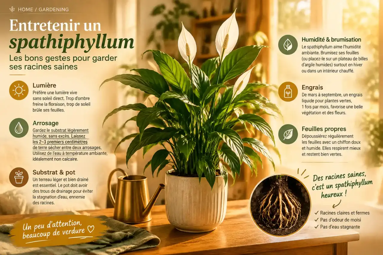 Entretenir un spathiphyllum : les bons gestes pour garder ses racines saines