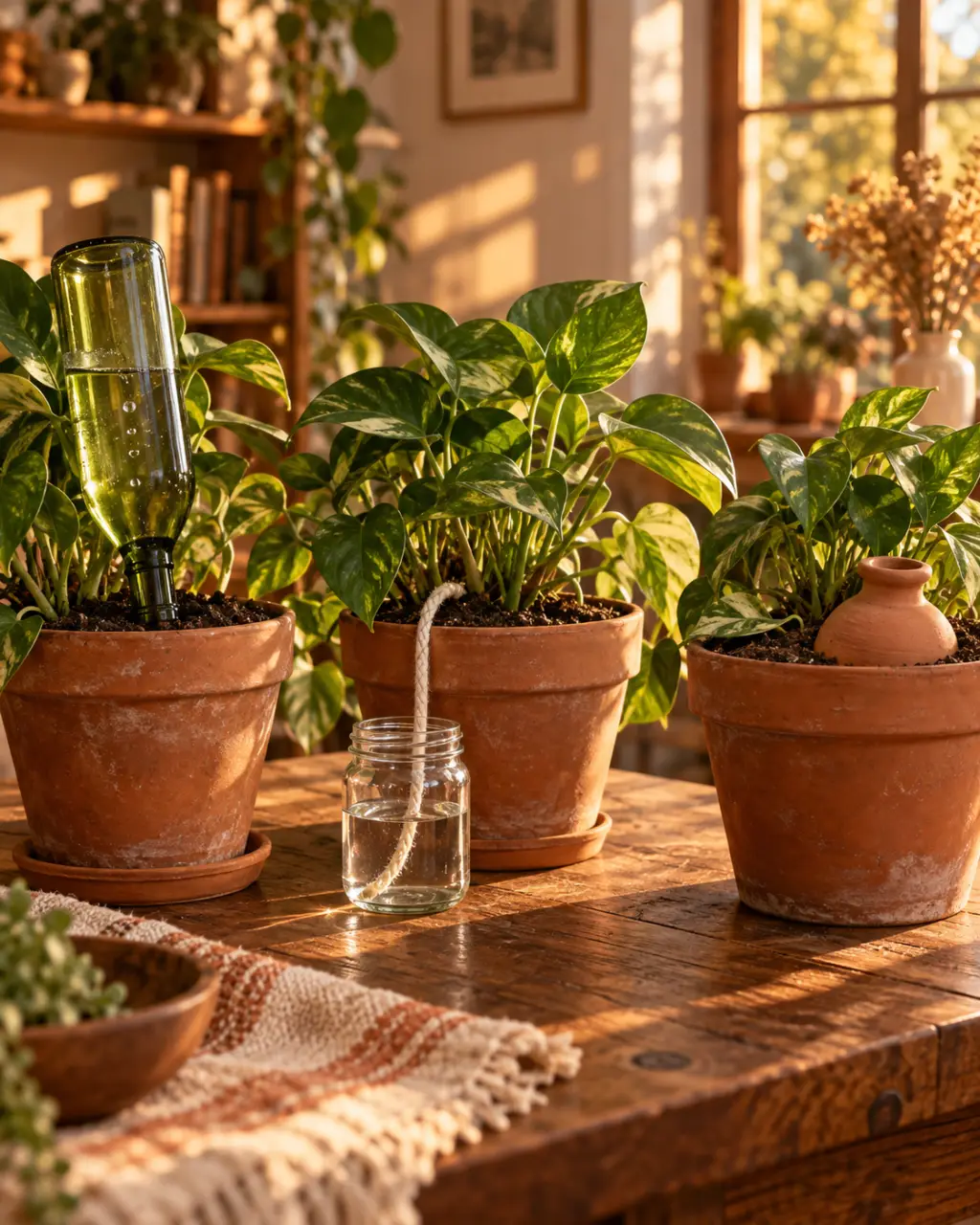 Quel arrosage automatique fait maison choisir pour une plante d’intérieur : bouteille, mèche ou oya ?