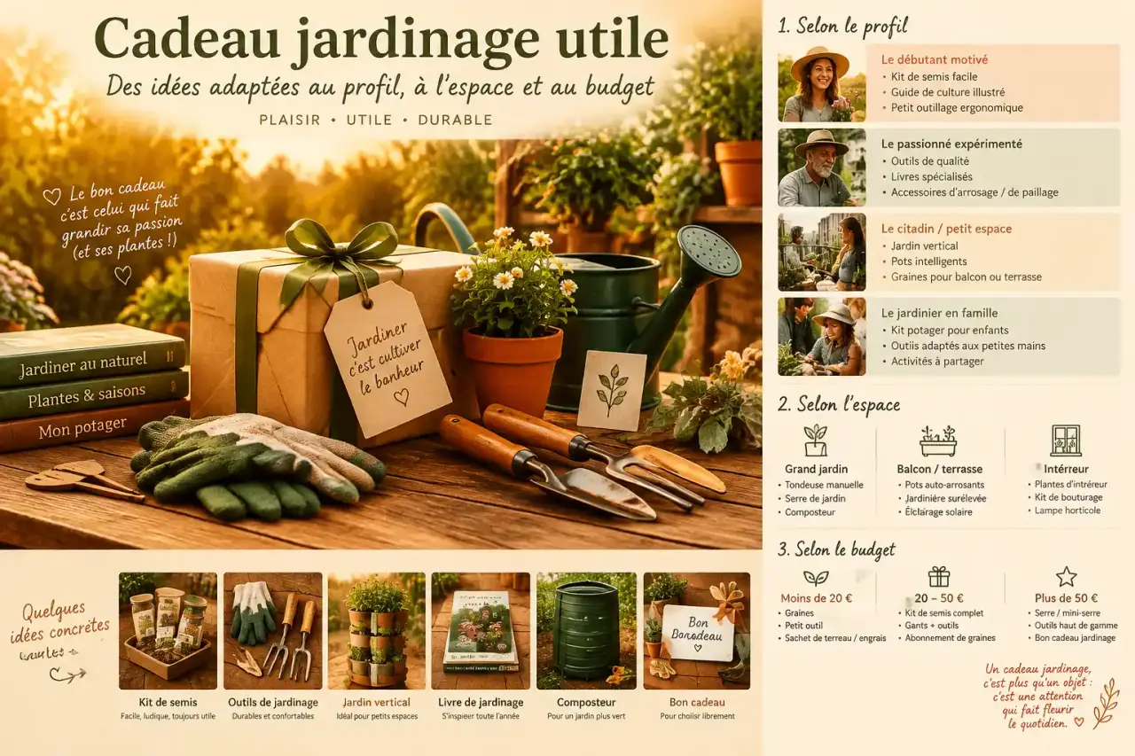 Cadeau jardinage utile : des idées adaptées au profil, à l’espace et au budget