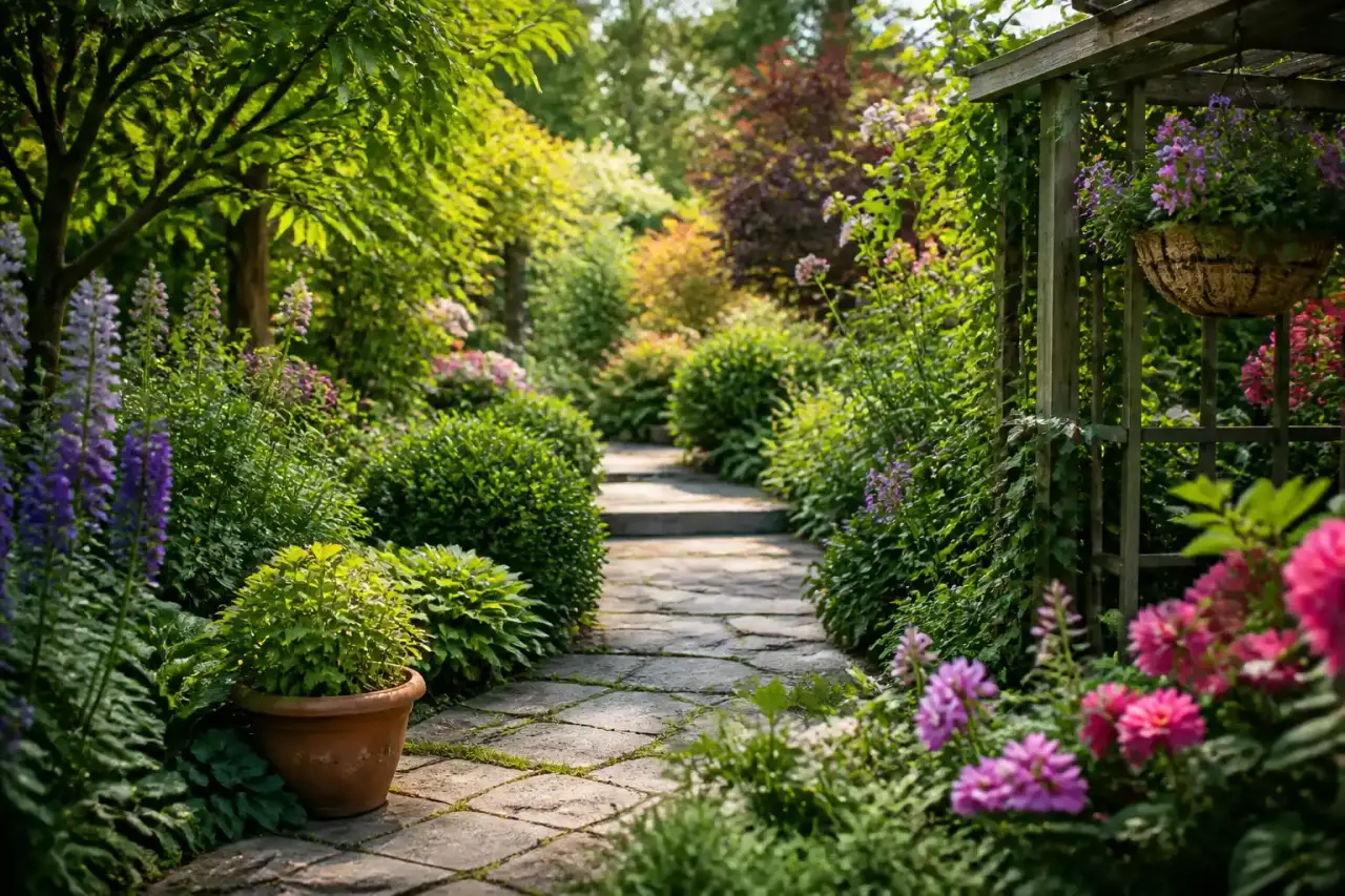 Jardin paysager moderne et harmonieux