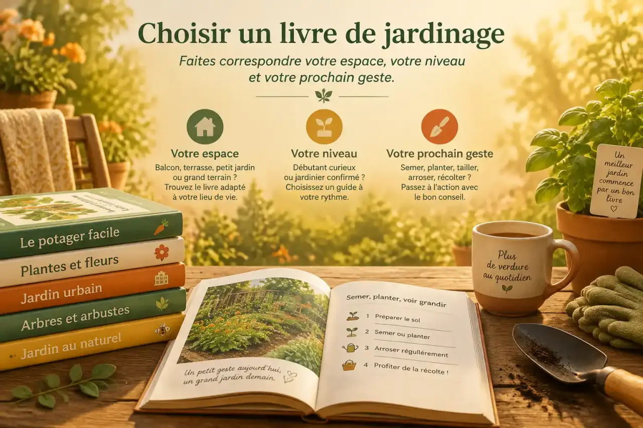 Choisir un livre de jardinage : faites correspondre votre espace, votre niveau et votre prochain geste